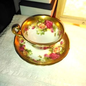 Royal Chelsea Gold leaf fine tea cup and plate